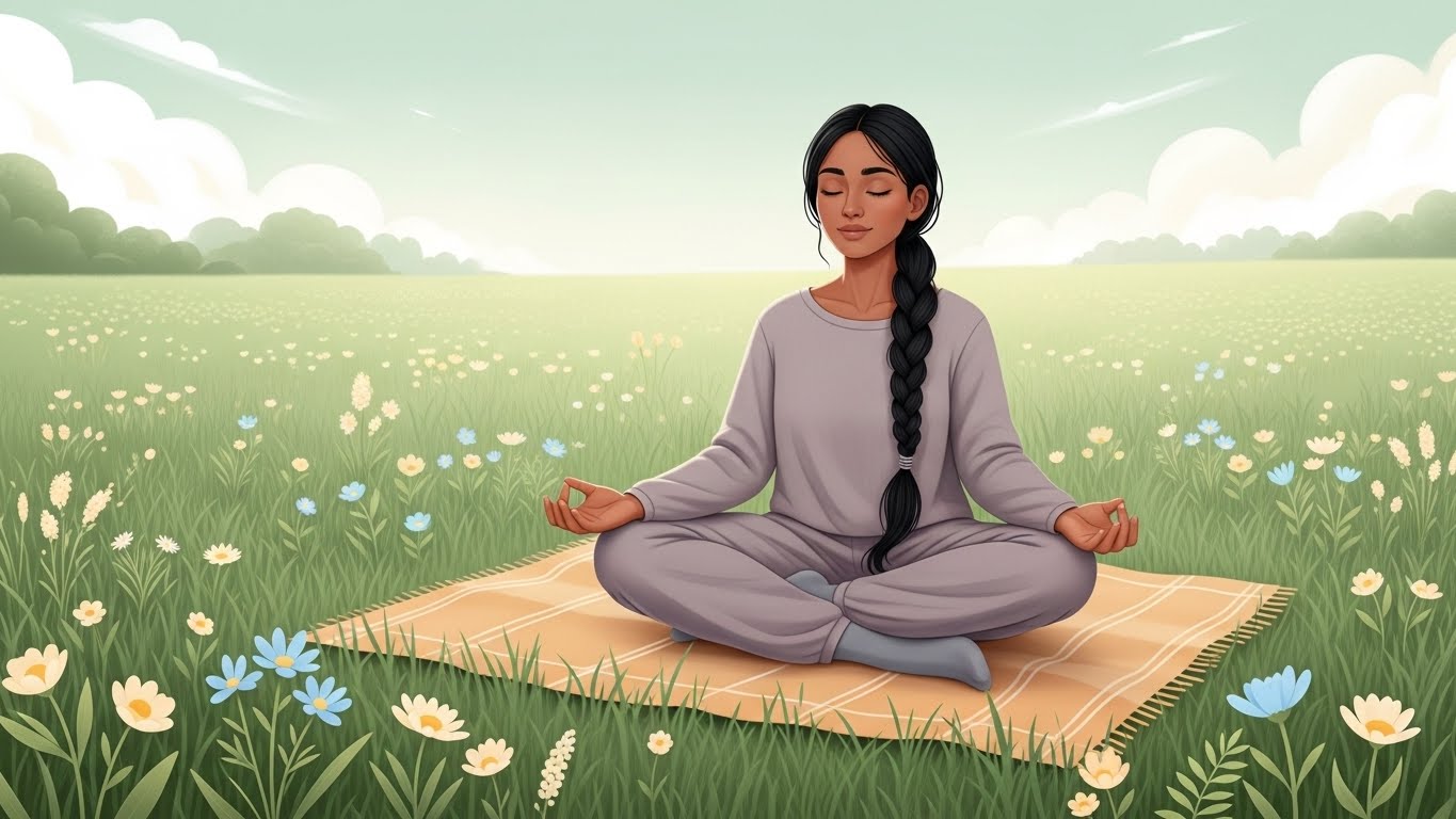 Manage overthinking: hands gently touching river stones, symbolizing grounding and presence.